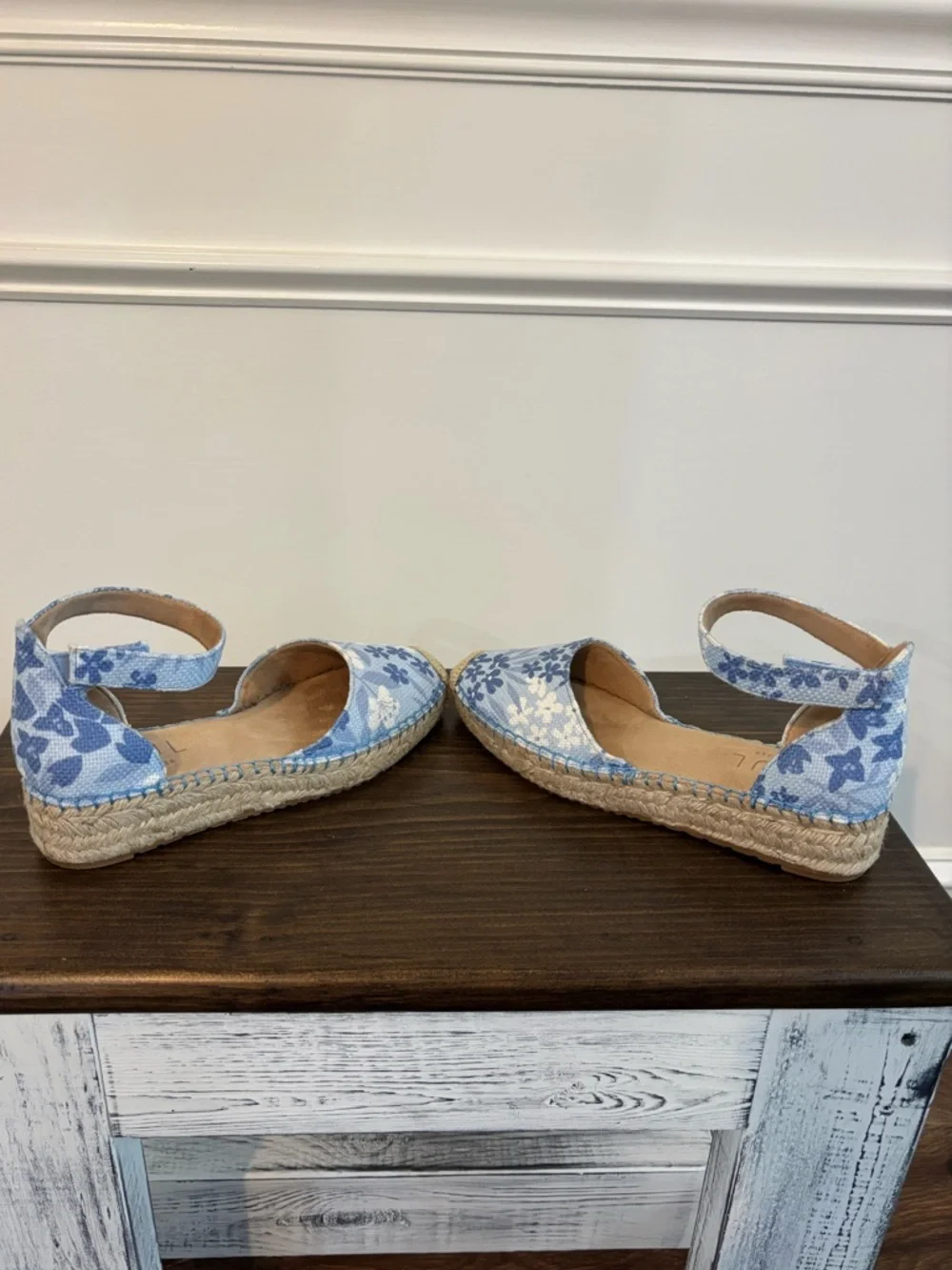 SOUL Naturalizer Wren Espadrille Sandals Light Blue Floral Pattern Size 7W